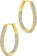 Sterling Forever Mallory Pavè Cubic Zirconia Hoop Earrings