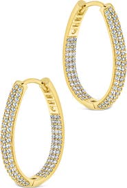 Sterling Forever Mallory Pavè Cubic Zirconia Hoop Earrings