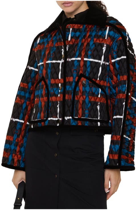 Cropped Belt Check Quilted Floriston Jacket