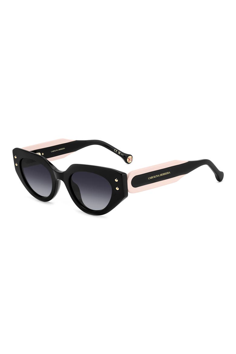 50mm Gradient Cat Eye Sunglasses, Alternate, color, BLACK/ GREY SHADED