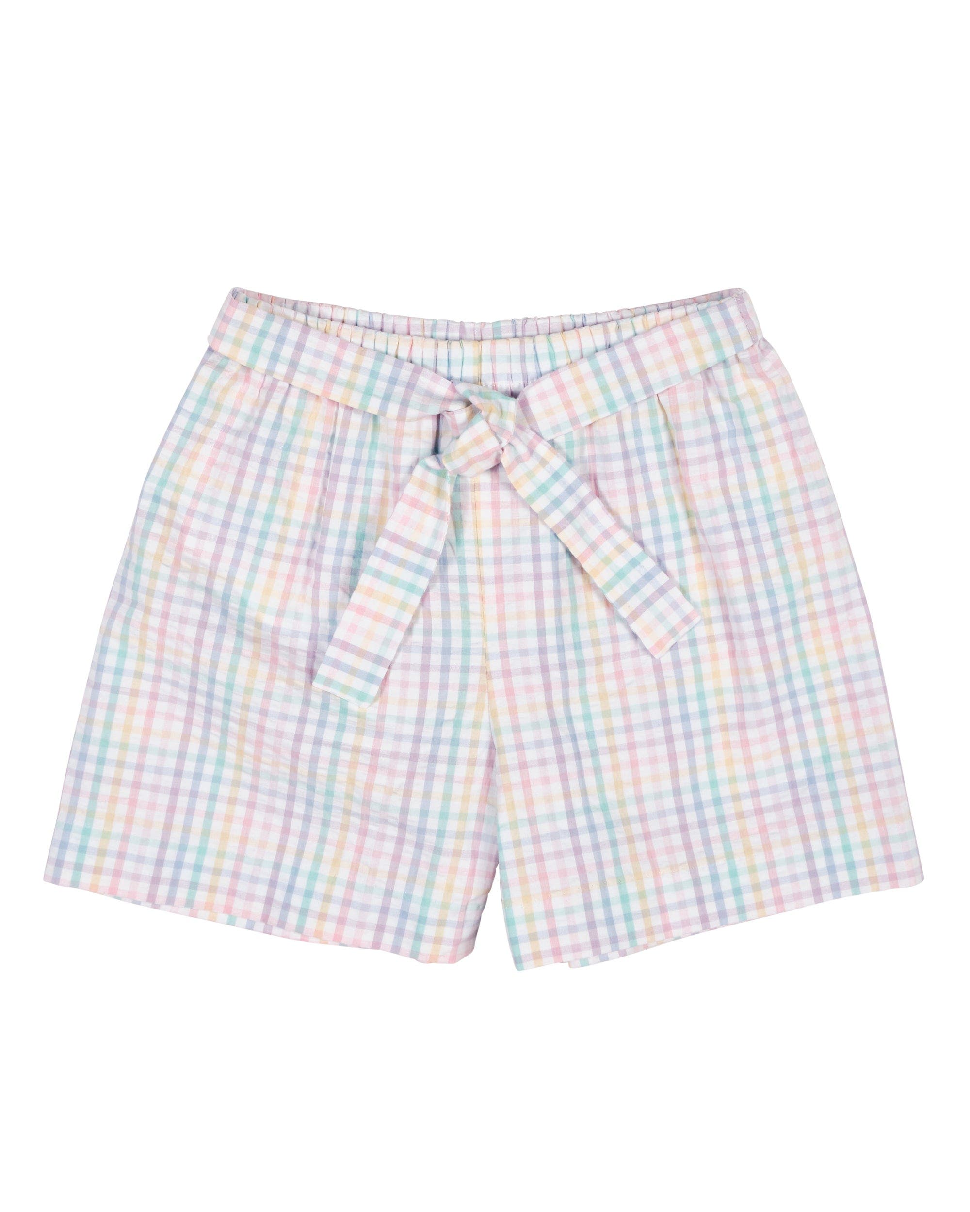 Florence Eiseman Babies'  Plaid Seersucker Shorts With Waist Tie In Multi