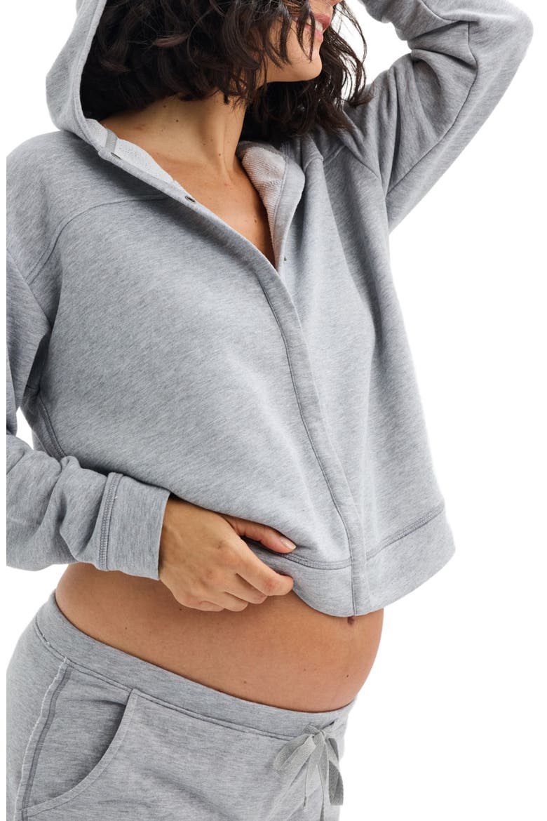 The Zoey Nursing Hoodie, Alternate, color, Grey Melange
