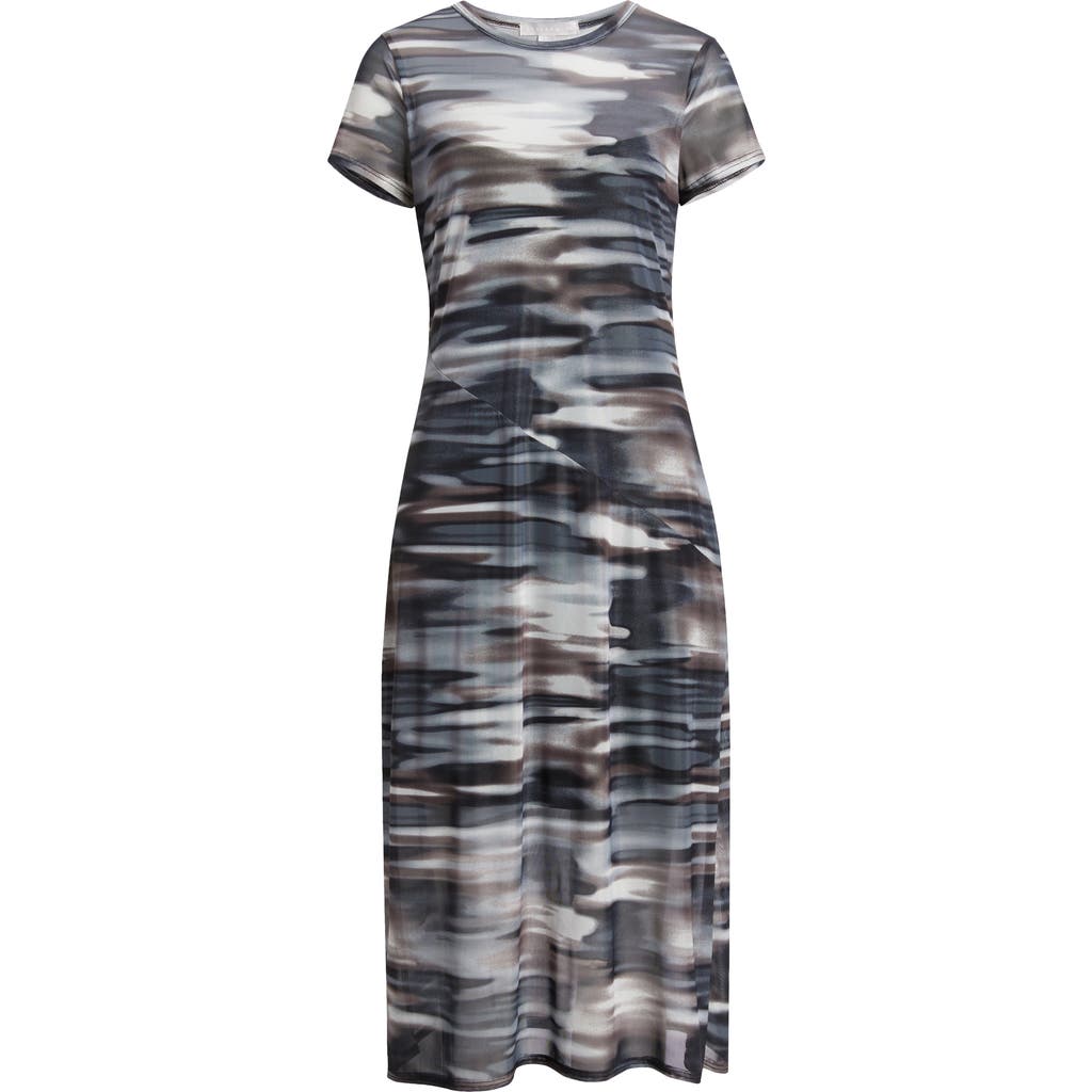 Chelsea28 Printed Mesh Midi Dress In Black Multi