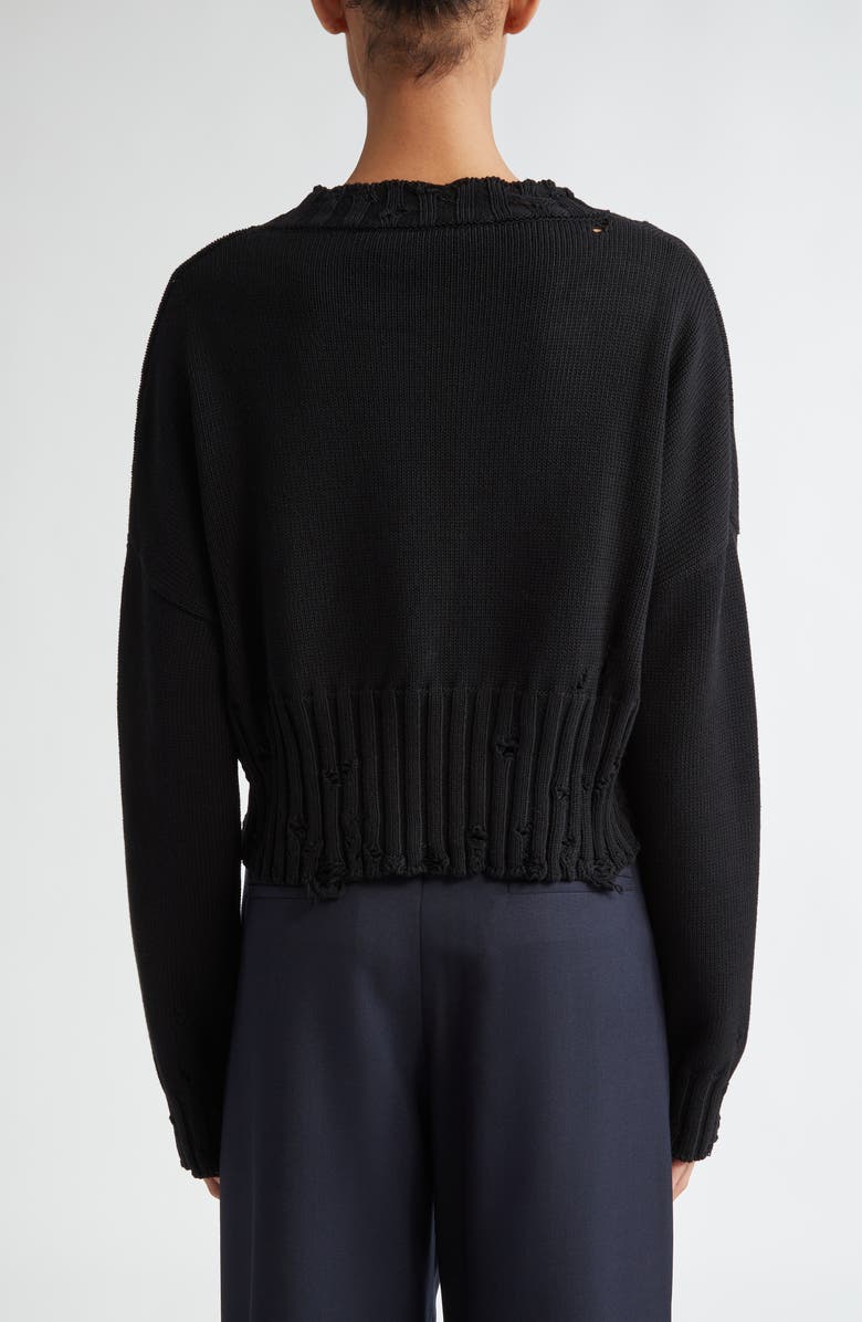 Marni Distressed Cotton Crop Sweater, Alternate, color,
