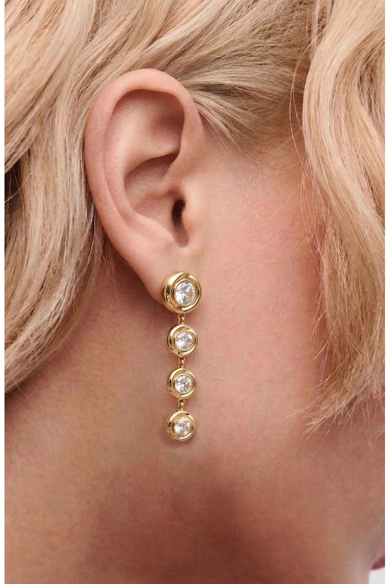 Carlo Drop Earrings In Gold & Crystals, Alternate, color, Gold