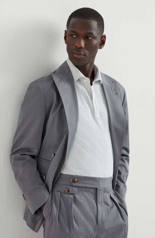 Brunello Cucinelli Lightweight Knit Polo In Pearl Grey