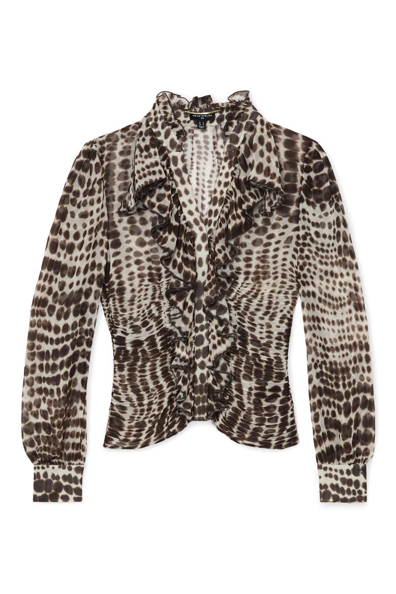 Laverna Ruched Animal Pattern Top, Alternate, color, ANIMAL PRINT