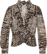 Reiss Laverna Ruched Animal Pattern Top