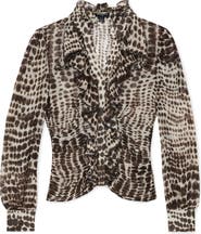 Reiss Laverna Ruched Animal Pattern Top