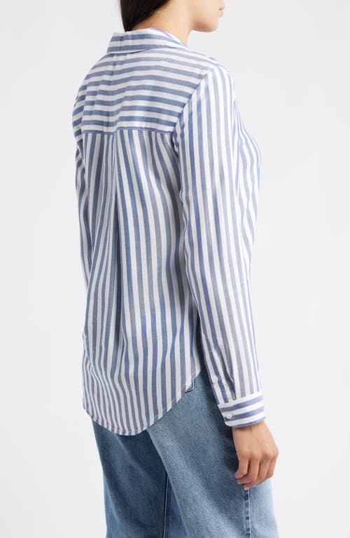 Beachlunchlounge Eden Long Sleeve Button-up Shirt In Blue