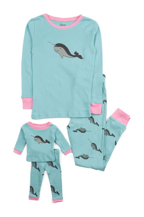 Girls 2-pc. Cotton Pajamas with Matching Doll Accessory - Animal Prints