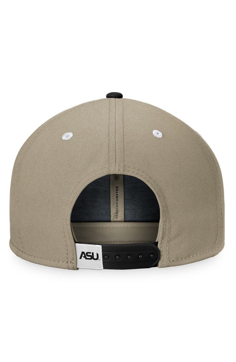 TOP OF THE WORLD Men's Top of the World Khaki/Black Alabama State Hornets Land Snapback Hat, Alternate, color,
