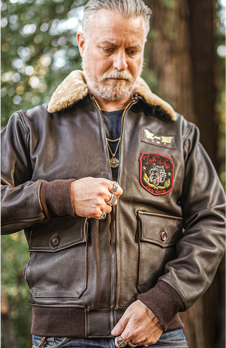 Last Wolf DENALI FLIGHT LEATHER JACKET, Alternate, color, Brown