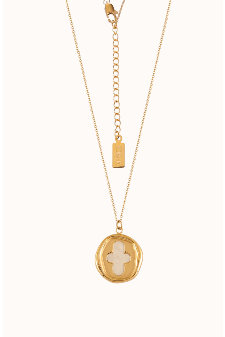 Stamp Coin Necklace, Main, color, Gold