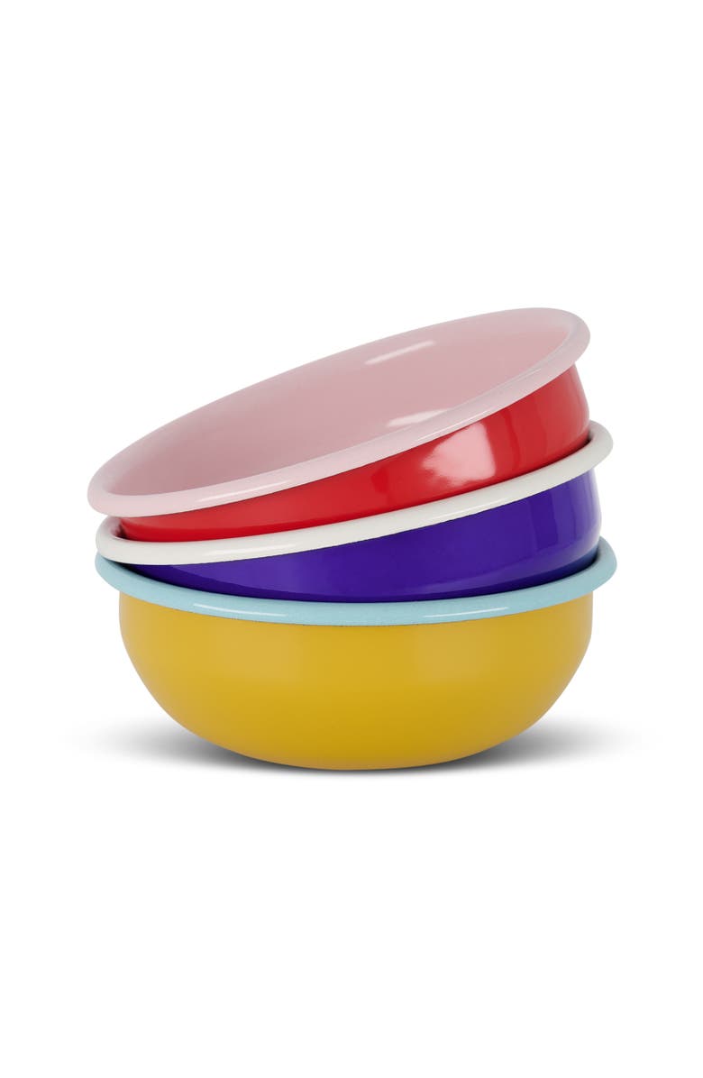 Elifle Two Tone Enamel Cereal Bowl - Set of 4, Alternate, color, Royal Blue & Ivory