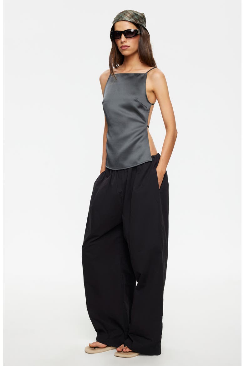 Camille Backless Satin Camisole, Alternate, color, DARK OLIVE