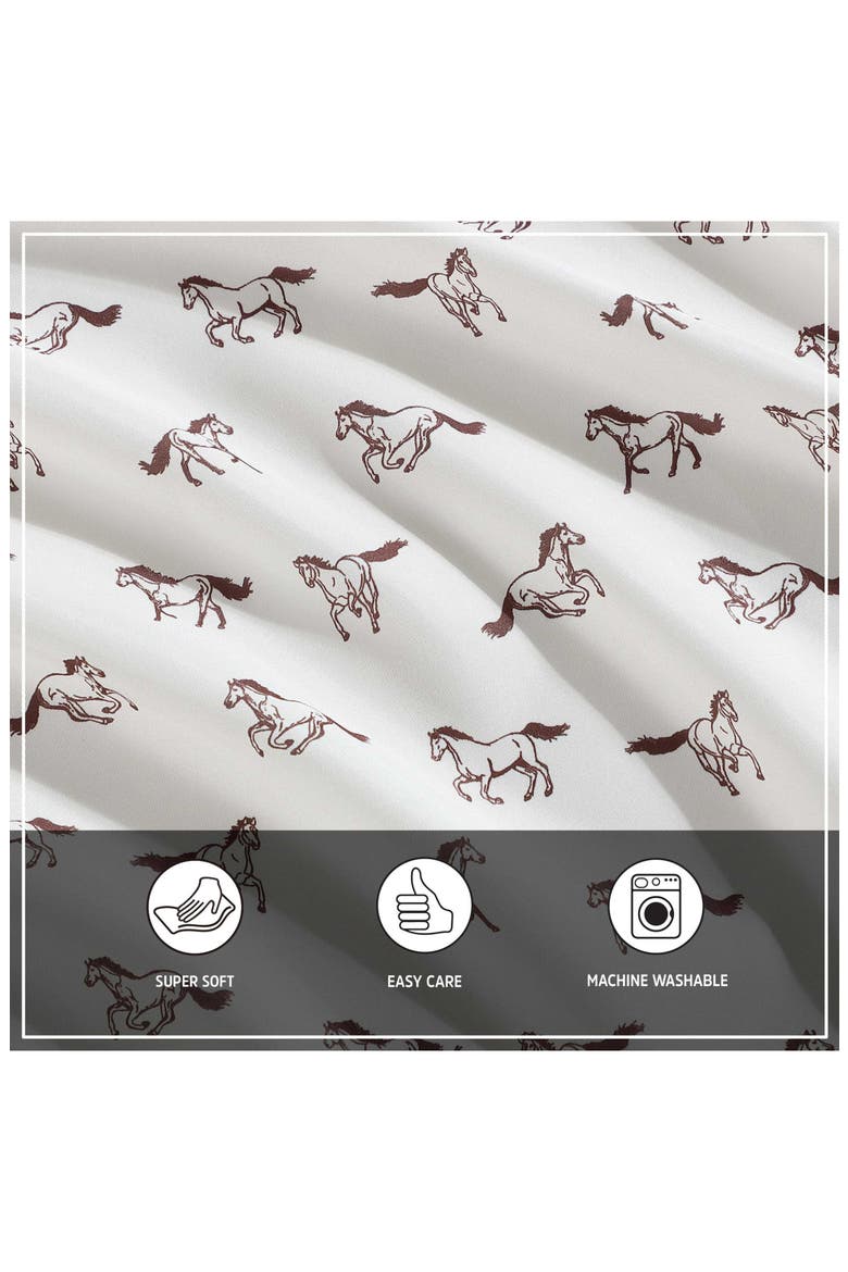 Wild Horses Print Microfiber Sheet Set, Alternate, color, MEDIUM BEIGE