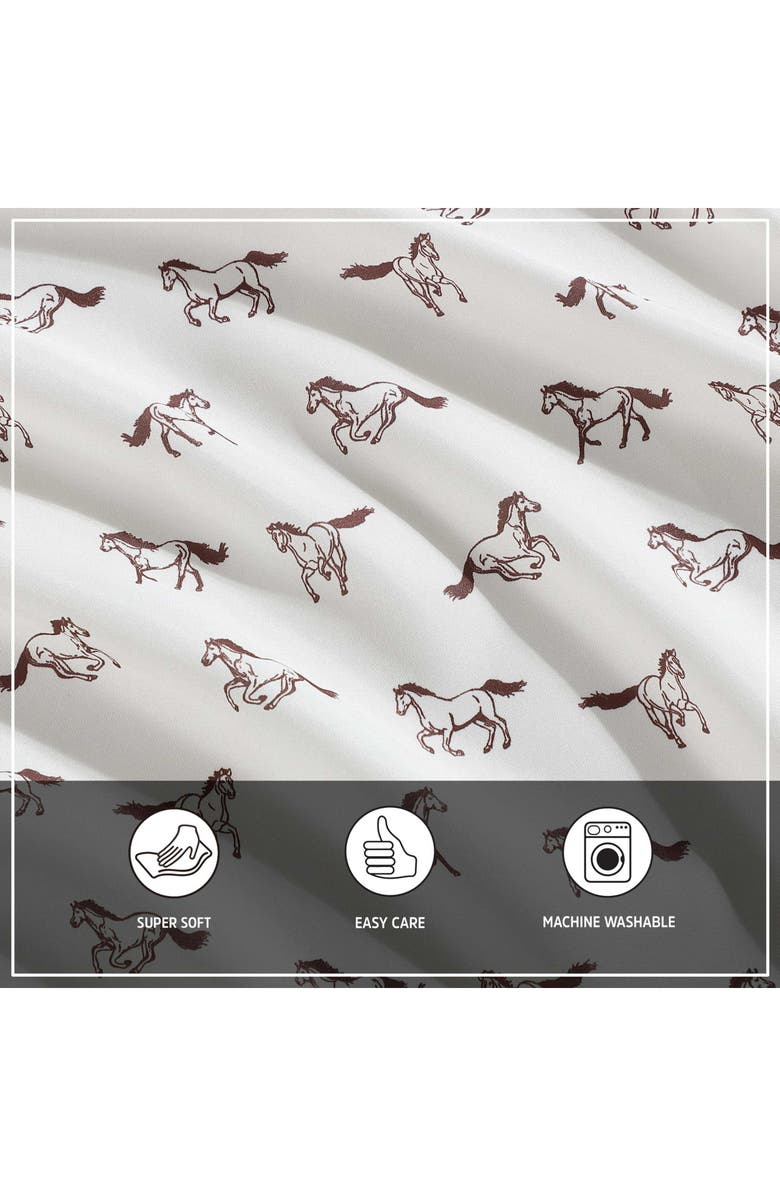 Wrangler Wild Horses Print Microfiber Sheet Set, Alternate, color, Medium Beige
