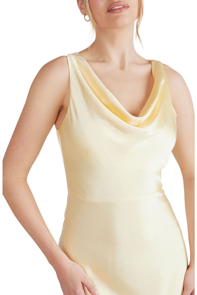 Cowl Front Satin Bridesmaid Dress, Alternate, color, Lemon