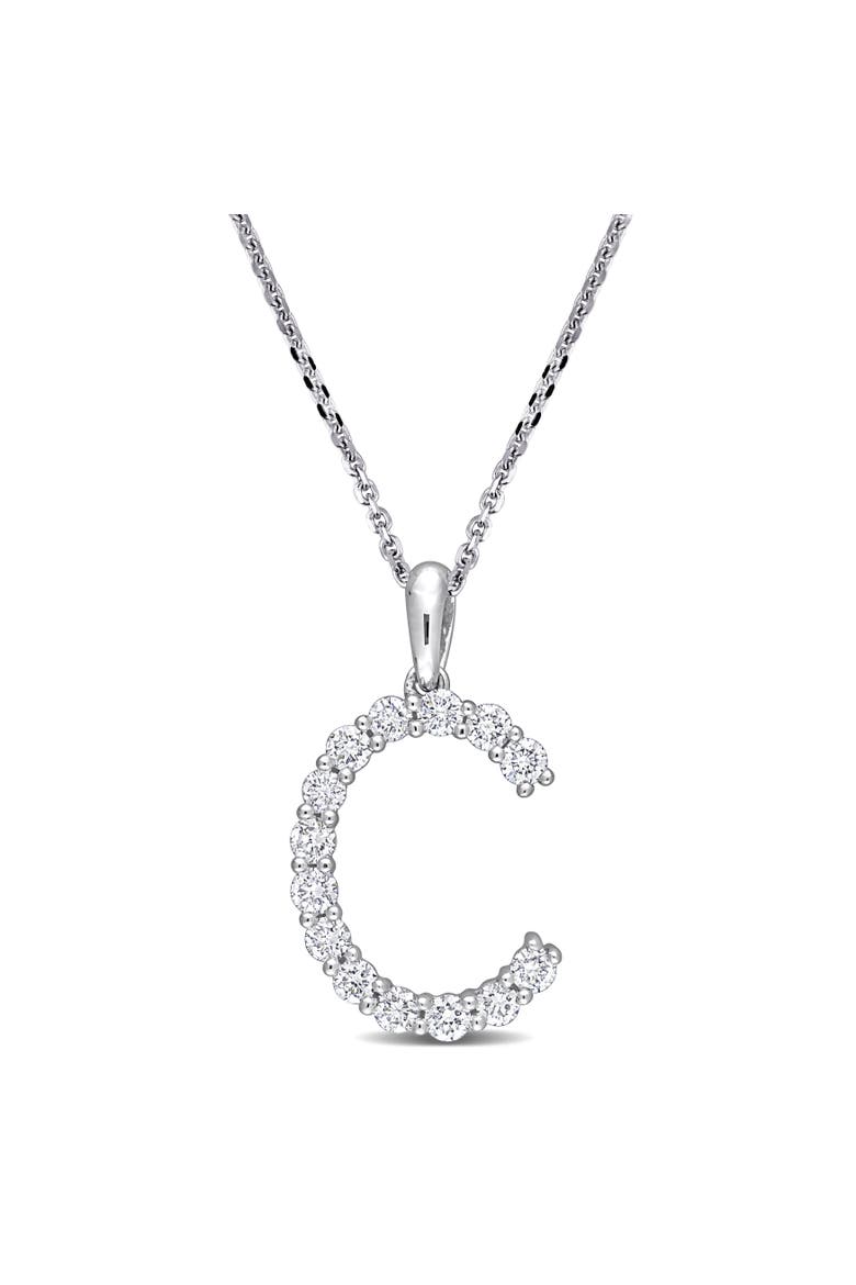 Diamond Initial Pendant Necklace 10k, Main, color, C