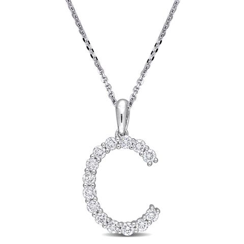 Diamond Initial Pendant Necklace 10k
