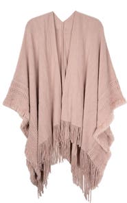 SAACHI Embroidery Fringed Ruana