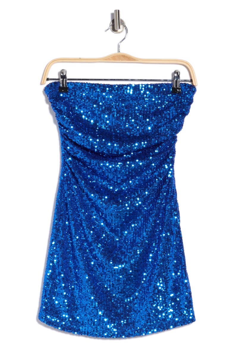 Strapless Sequin Minidress, Alternate, color, BLUE SEQUINS