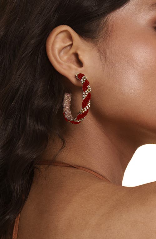 Deepa Gurnani Doris Hoop Earrings In Burgundy