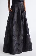 ST. JOHN Metallic Floral Jacquard Organza Skirt