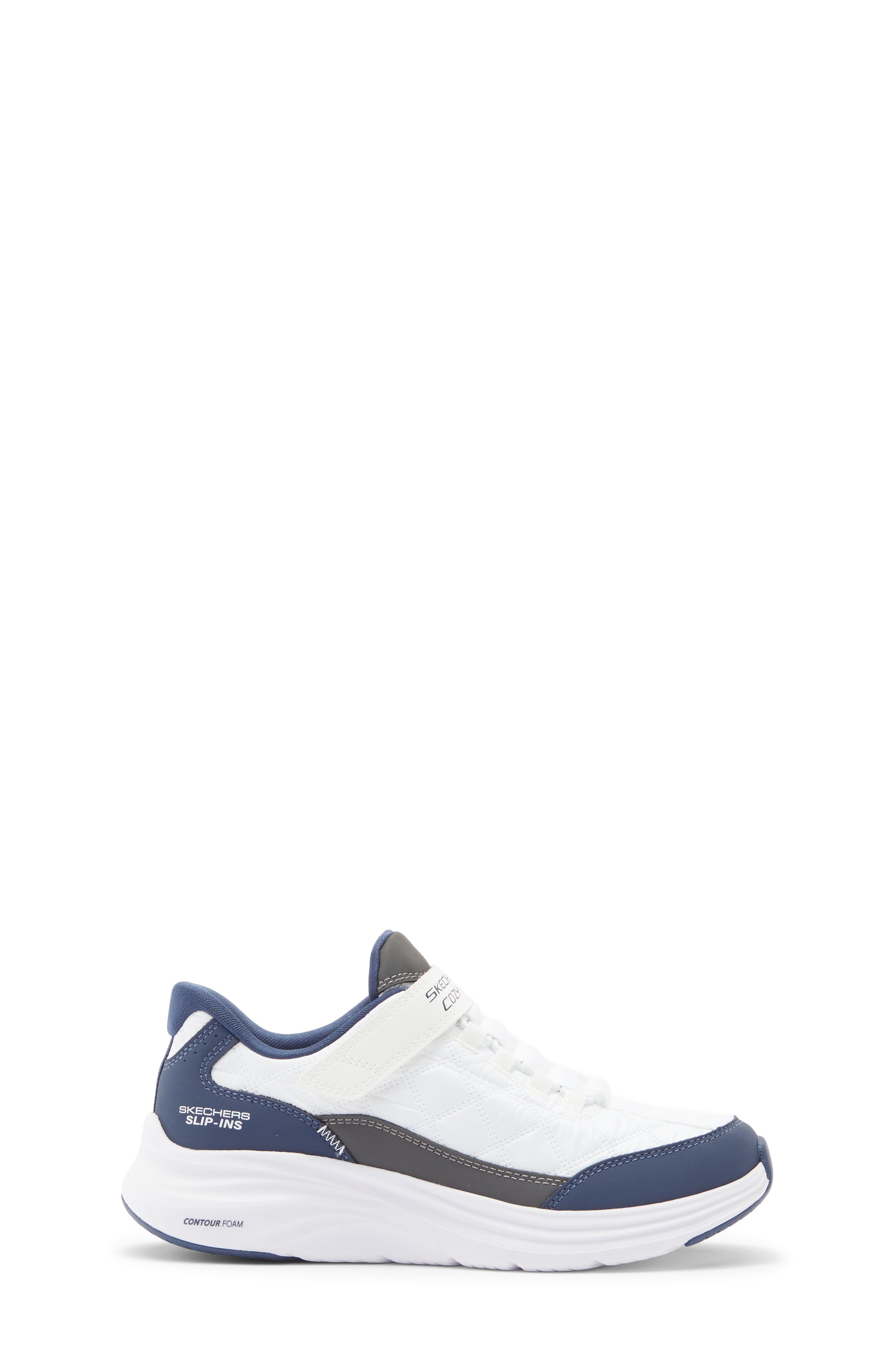 SKECHERS Kids' Contour Foam Sneaker, Alternate, color, White/ Navy