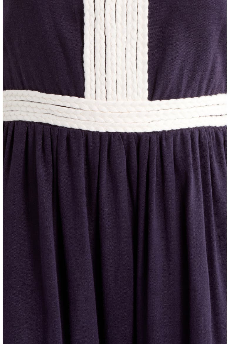 Diamy Contrast Braided Trim Minidress, Alternate, color, NAVY-WHITE