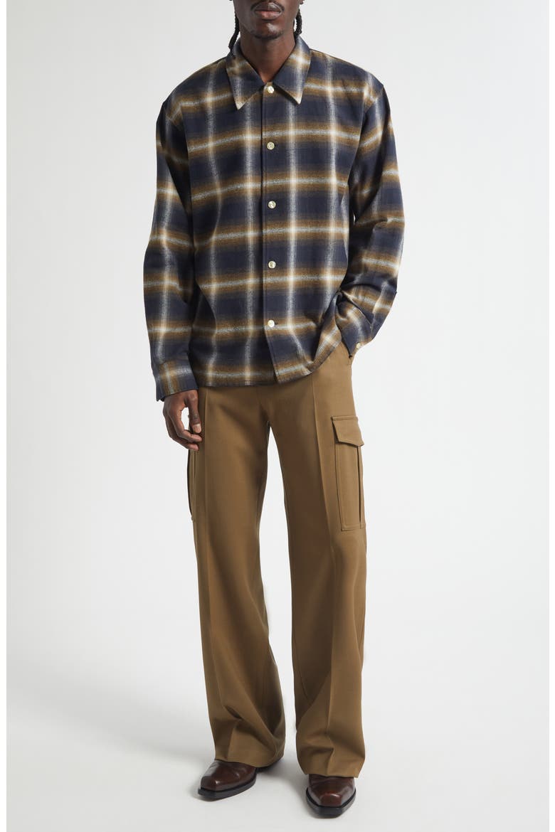 Logan Ombré Check Flannel Button-Up Shirt, Alternate, color, OLIVE/ BLACK CHECK