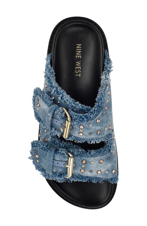 Shop Nine West Eleny Platform Slide Sandal In Light Blue