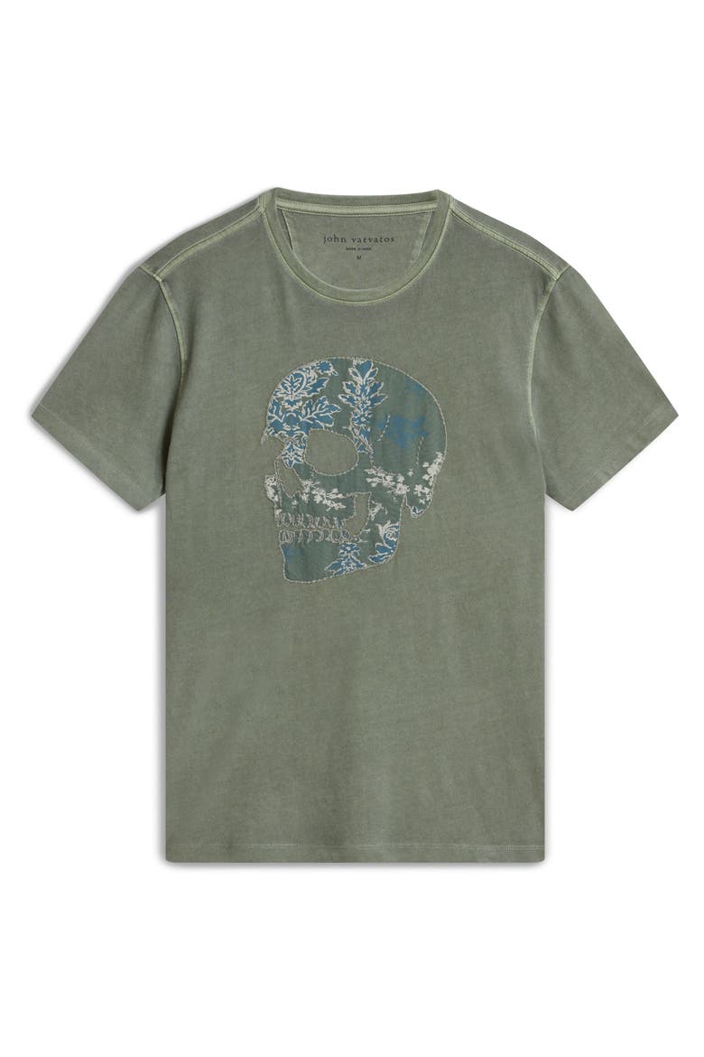 Skull Appliqué T-Shirt, Alternate, color, FLAGSTONE GREY