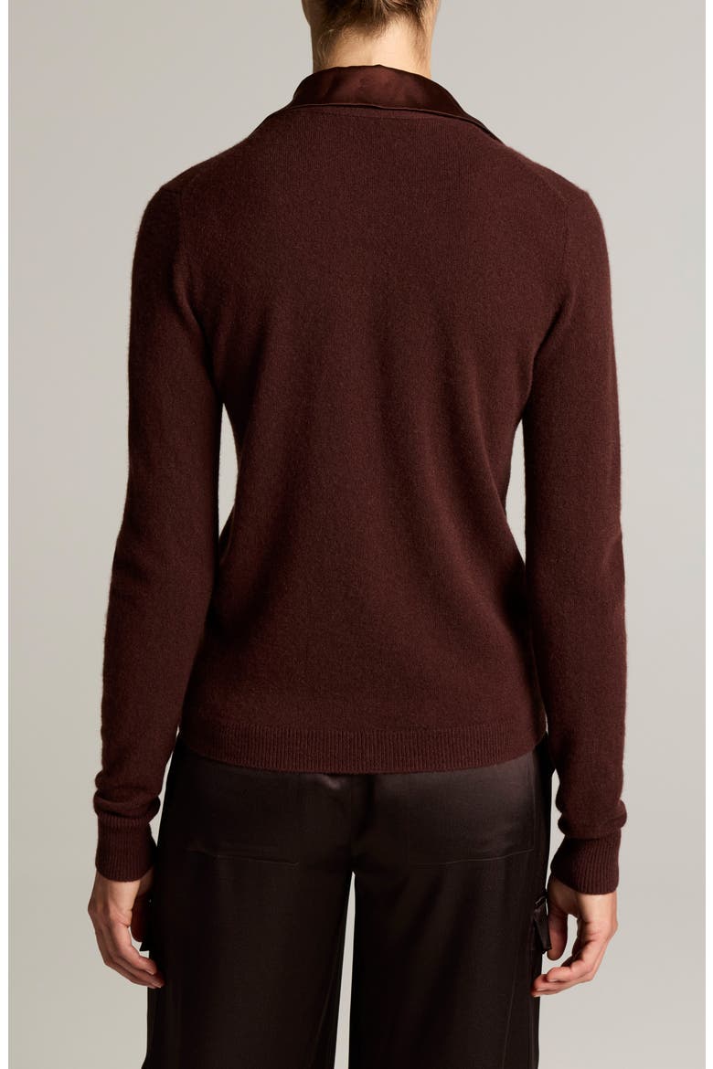 Mixed Media Cashmere Cardigan, Alternate, color, CHERRYWOOD