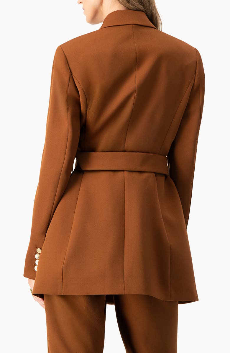 IVONNE Double-Breasted Wrap Blazer with Waist Tie, Alternate, color, Brown