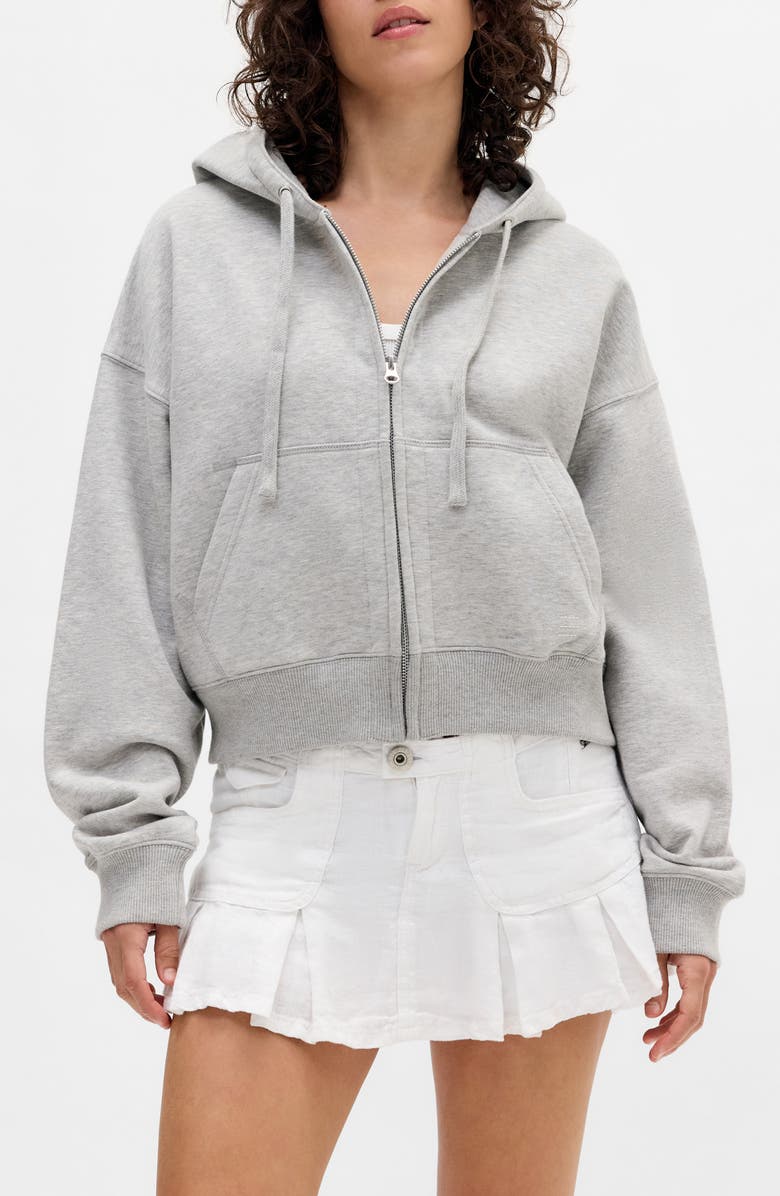 BDG Urban Outfitters Crop Zip-Up Hoodie, Main, color, Grey