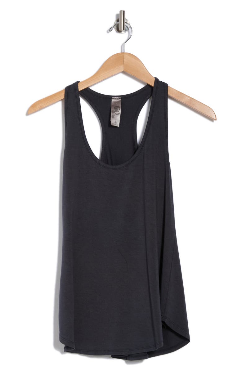 GO COUTURE Rounded Racerback Tank, Alternate, color, Black