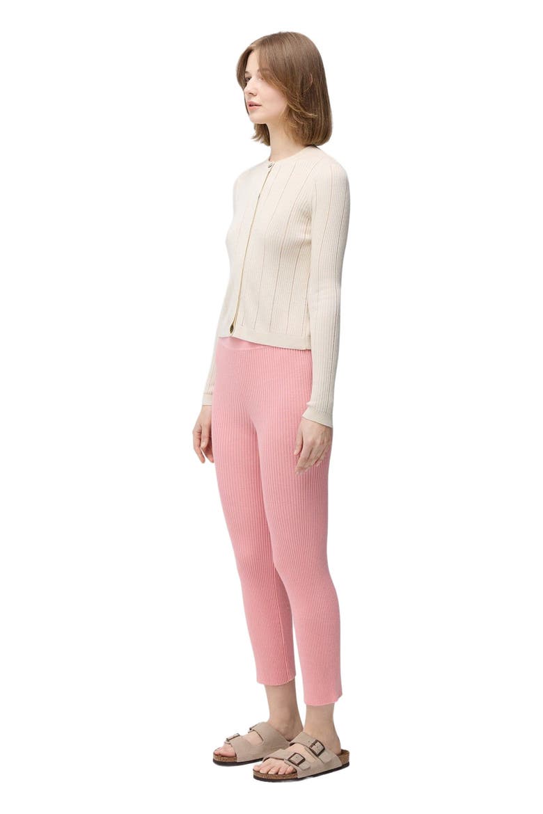 Rib-Knit Cashmere Silk Pants, Alternate, color, pink icing