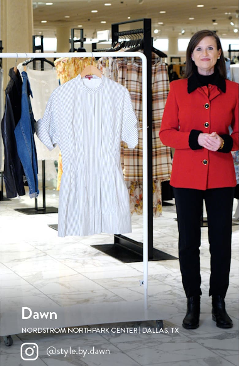 Lorenza Stripe Stretch Cotton Mini Shirtdress, sales video thumbnail