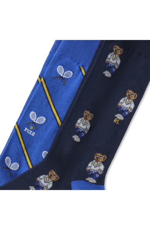 Polo Ralph Lauren Assorted 2-pack Polo Athletic Club Mini Bears Crew Socks In Blue