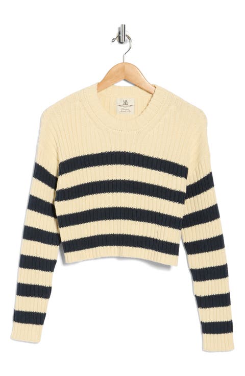 Striped Ribbed Cropped Sweater