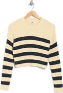 DENIMIST Striped Ribbed Cropped Sweater