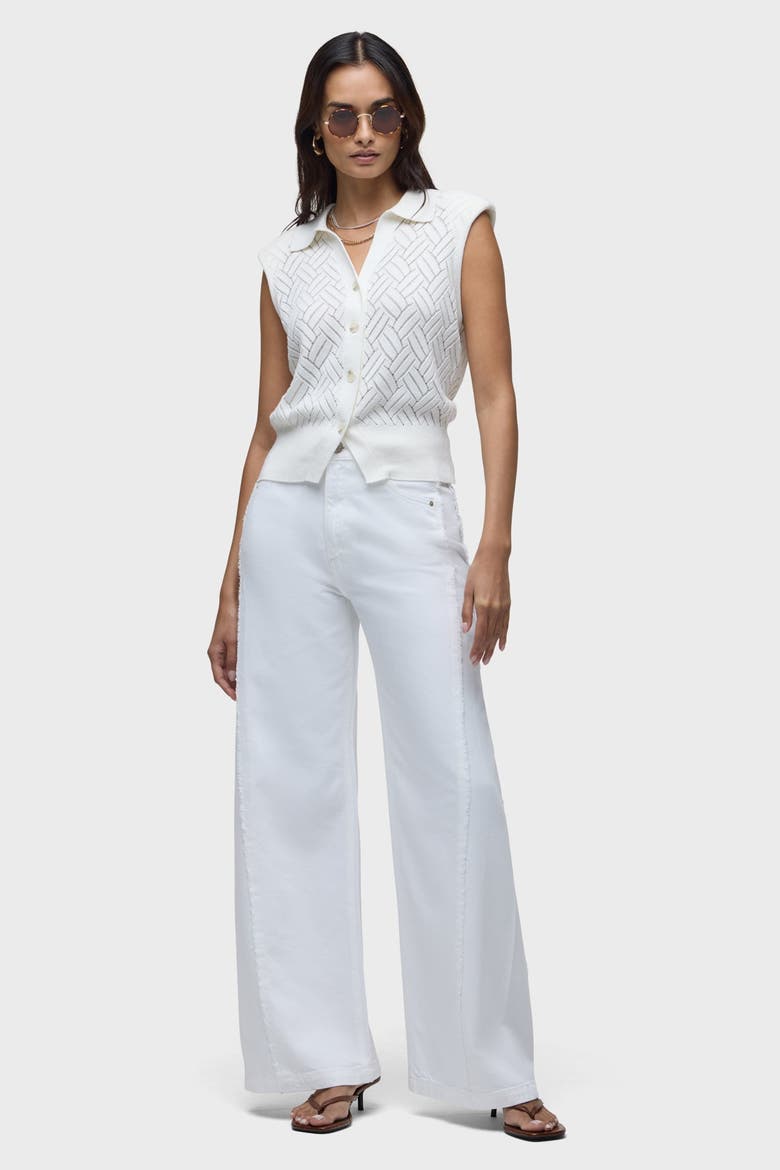 Jodie Frayed Seam Loose Wide Leg, Main, color, WHITE
