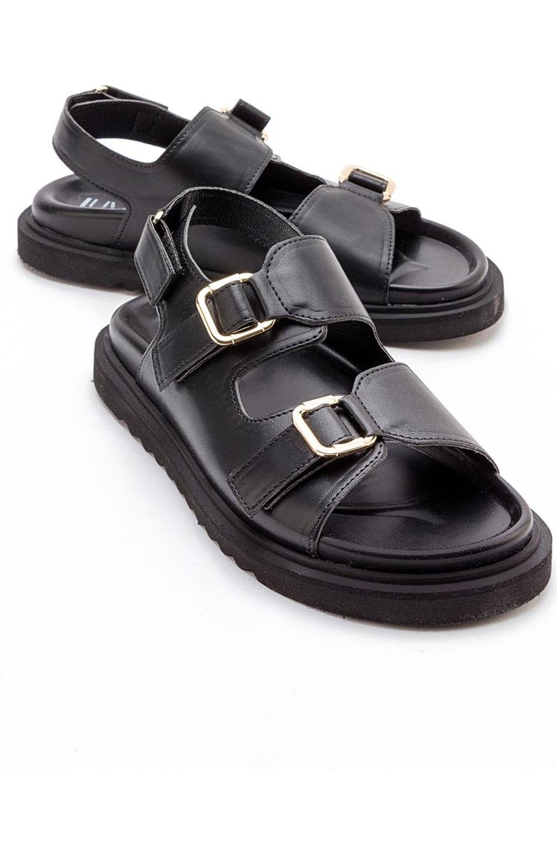 Prologue Shoes Hermosa Double Strap Sandal, Main, color, Black