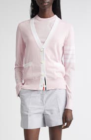 Thom Browne 4-Bar Relaxed Fit V-Neck Virgin Wool Cardigan