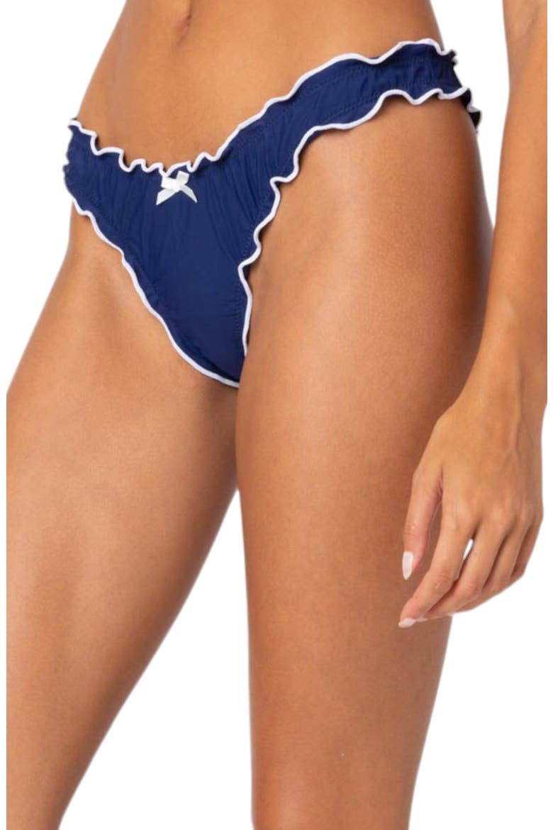 Golden Ruffle Edge Bikini Bottoms, Alternate, color, NAVY