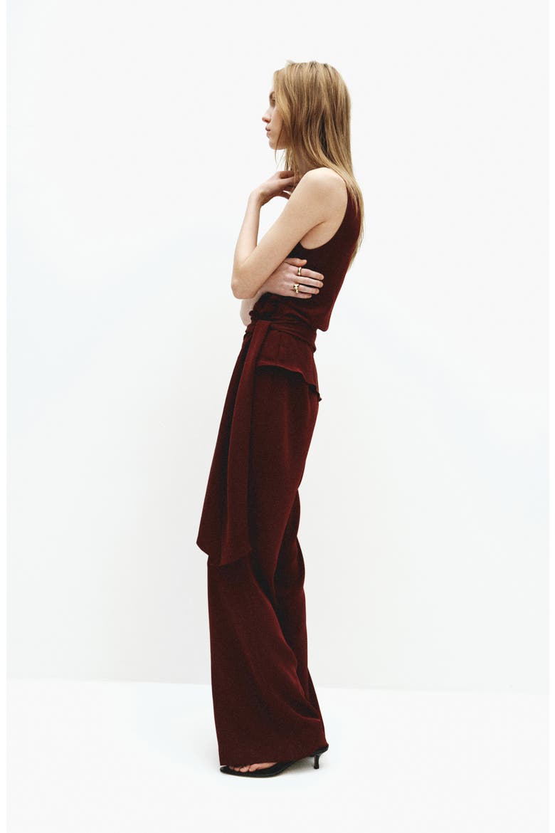 Sleeveless Asymmetric Jumpsuit, Alternate, color, MAROON