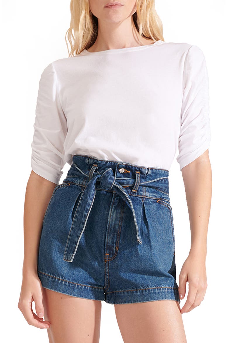 Waldorf Ruched Sleeve T-Shirt, Main, color, WHITE