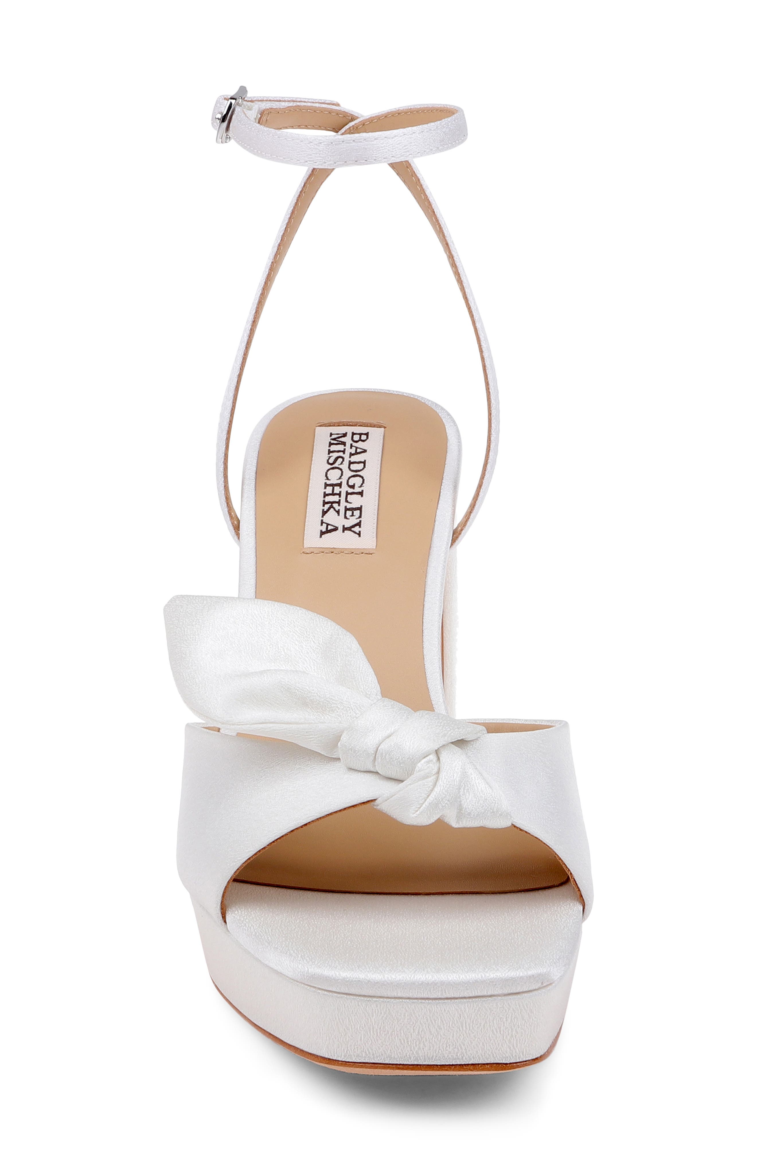 Badgley Mischka Collection Yuki Ankle Strap Platform Sandal, Alternate, color, White Crepe